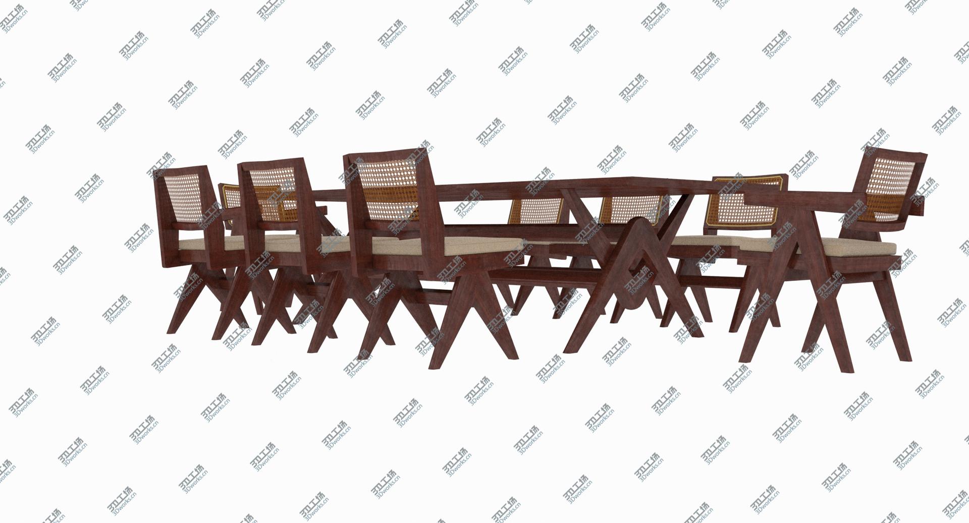images/goods_img/202105073/Cassina Jeanneret Capitol Complex Table with Office Chair and Mahogany Chair with Cushions Set 3D model/2.jpg